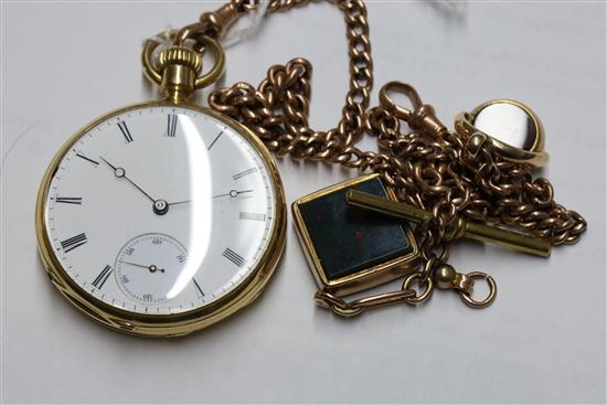 A Patek Philippe 18ct gold open face Roman dial pocket watch,